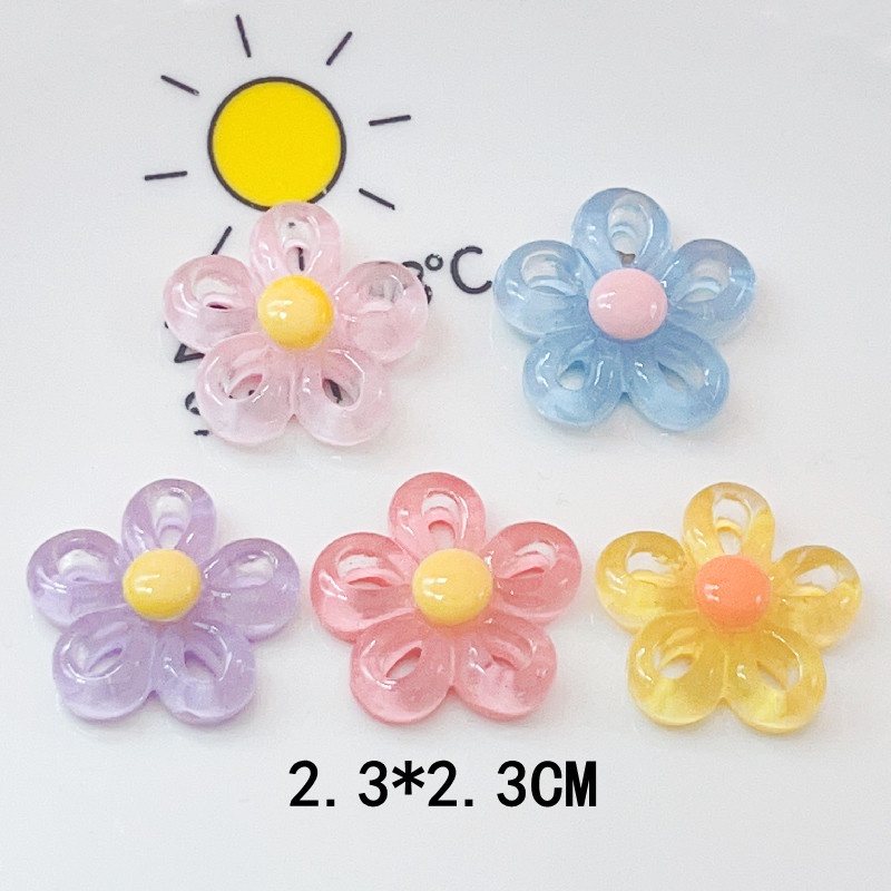 Kẹp Tóc Hình Hoa Năm Cánh Trong Suốt Bằng Nhựa resin Cho Trang Sức / Điện Thoại diy qp