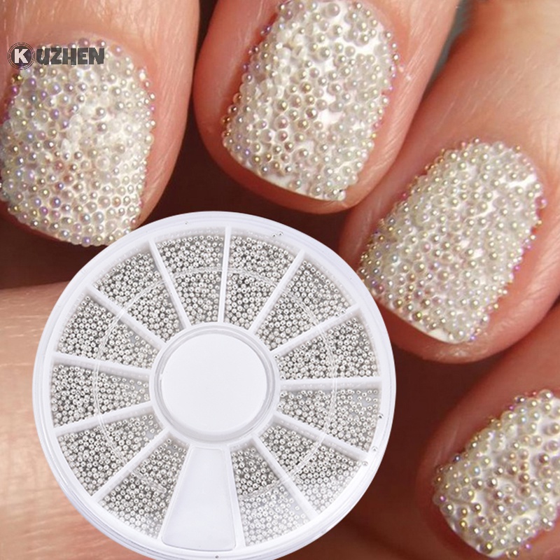 Kuzhen 3d micro beads nail art rhinestones caviar mẹo trang trí làm móng tay diy wheel hot