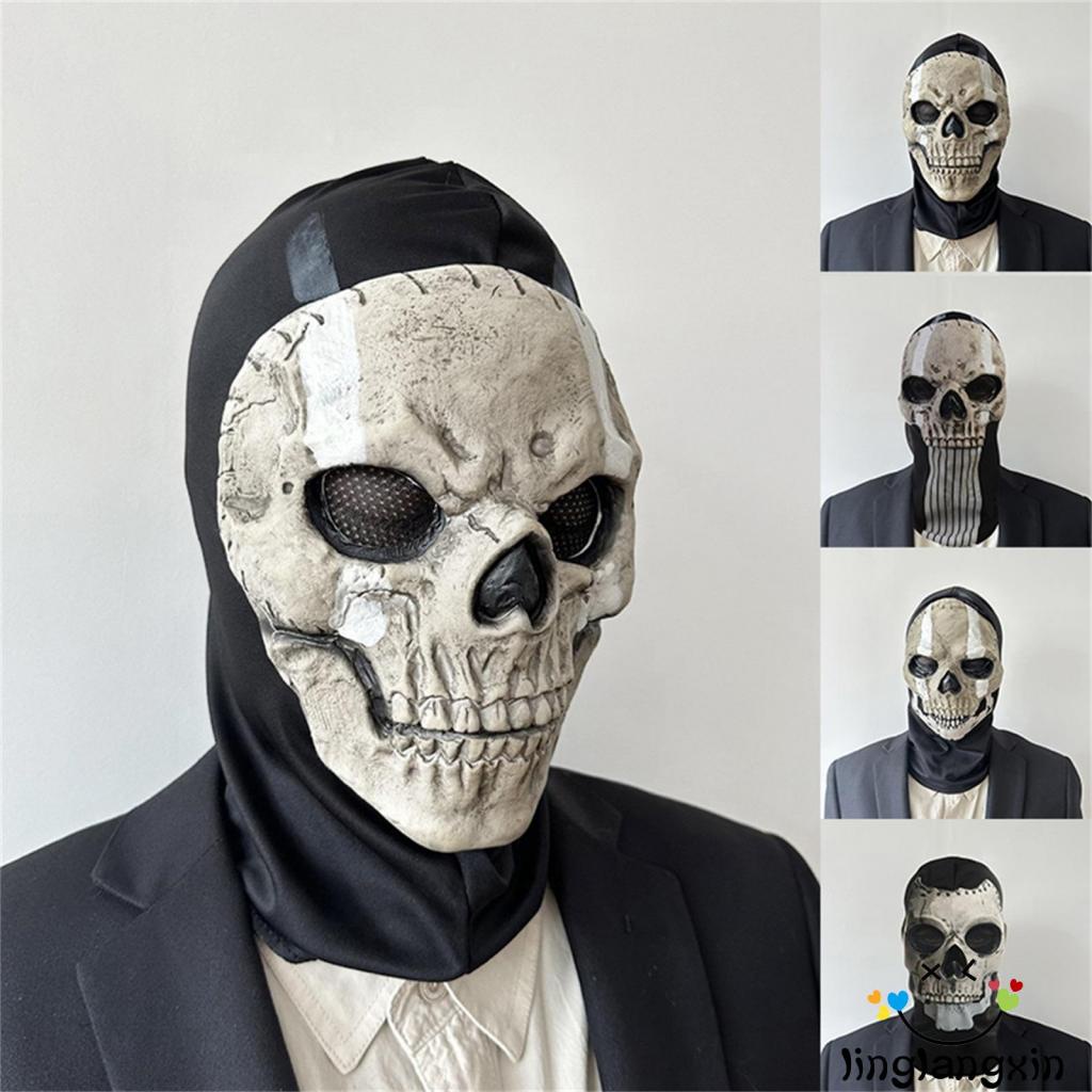 Llx-ghost skull face wear full face skeleton scary headgear outdoor sport war game halloween cosplay