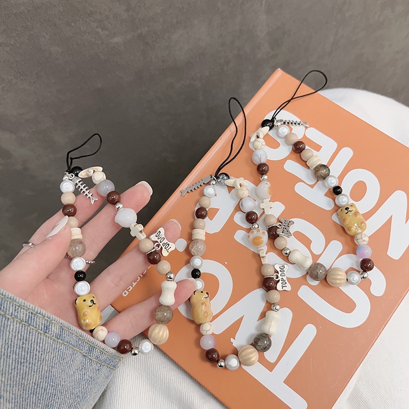 Hoạt Hình Vòng Tay Chuỗi Hạt Gốm Hình Chú Cún Dễ Thương Dùng Để Trang Trí Túi Xách / Điện Thoại / Tai Nghe