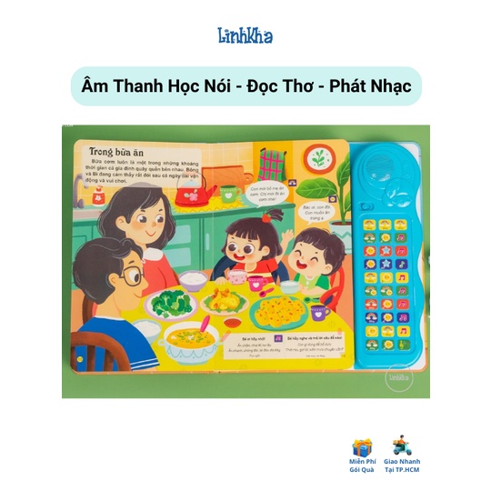Sách Âm Thanh Bé Học Nói - Có Đọc Thơ Và Bài Hát - 30 nút - Đinh Tị