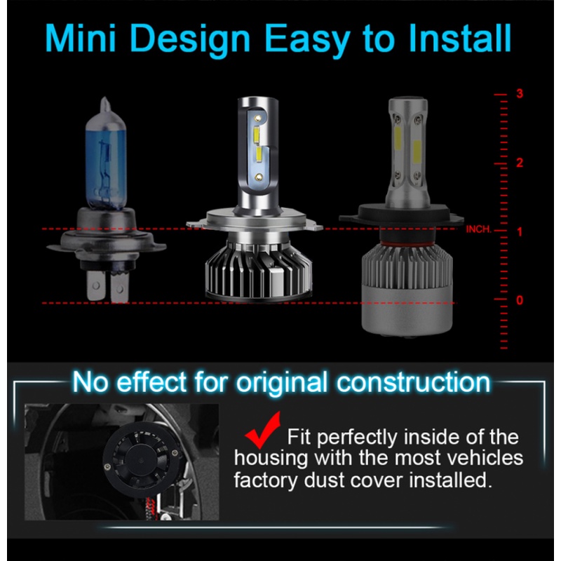 1 Cặp Đèn Pha LED 26000lm H4 H7 H11 H27 9005 Hb3 9006 Hb4 H1 3000k 4300k 6000k 8000k 110w 12v Chuyên Dụng Cho Xe Hơi