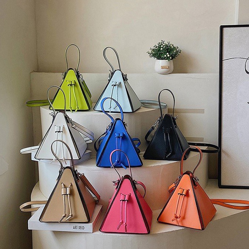 Túi Đeo Chéo Hình Tam Giác Ba Chiều Màu Kẹo Cá Tính Thời Trang
