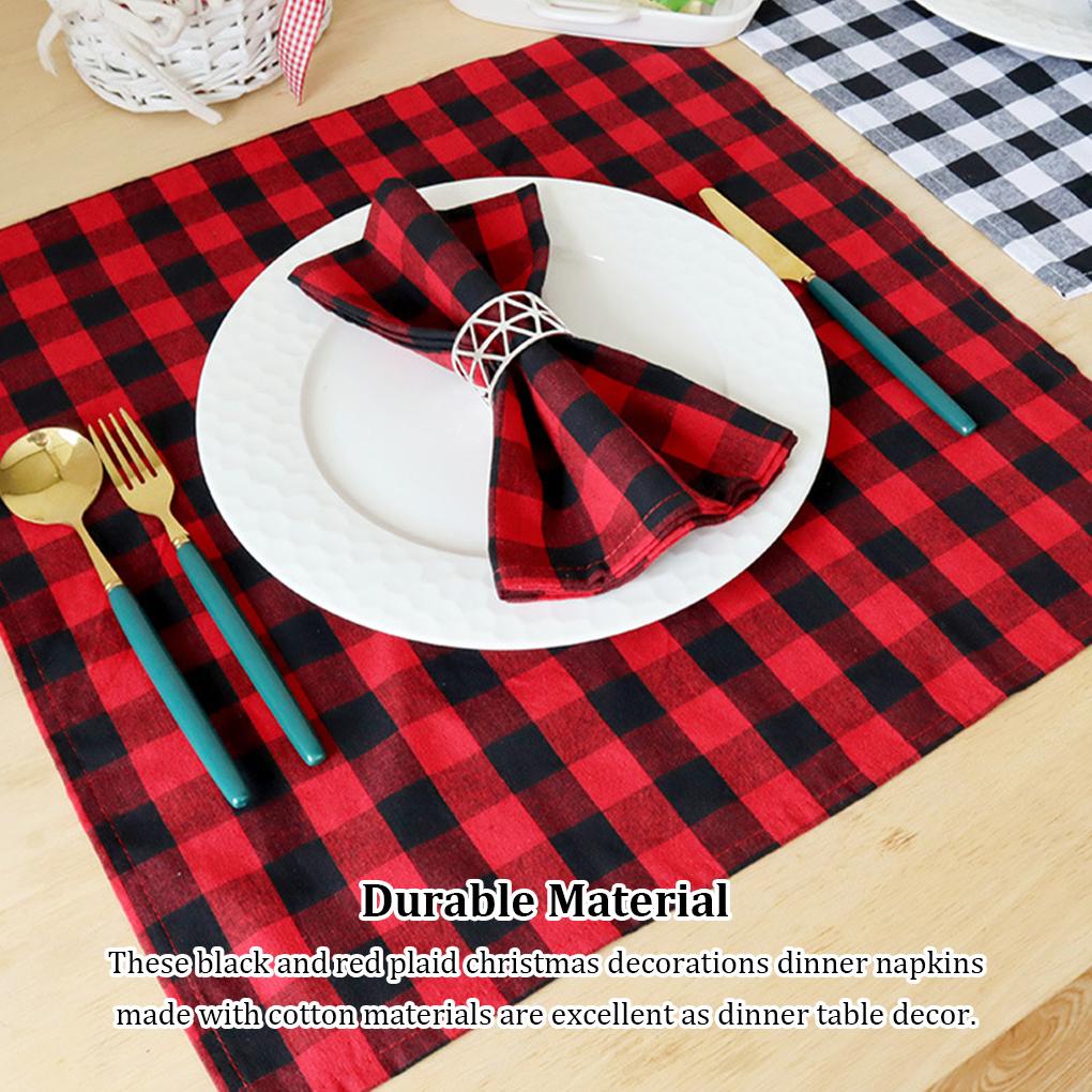 Set 6 Khăn Ăn Cotton Hình Vuông Màu Đỏ Đen Đa Ứng Dụng