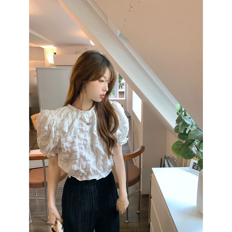 COZOK Áo Kiểu Tay Phồng Ngắn Thời Trang Vintage Cá Tính