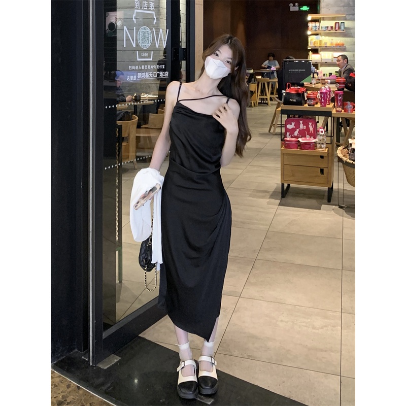 Bộ Áo Cardigan Dệt Kim Dáng Ngắn + Đầm Hai Dây Nhuộm Màu Thời Trang Mùa Hè Hàng Mới Dành Cho Bạn Nữ