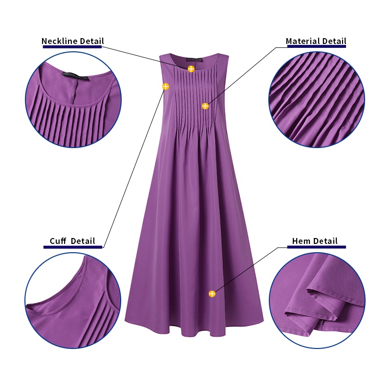 Đầm nữ ZANZEA cộc tay cổ tròn thời trang Hàn