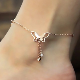 Lắc Chân Một Lớp Tua Rua Đính Đá Hình Bướm Có Thể Điều Chỉnh Kích Thước Thời Trang Cho Nữ