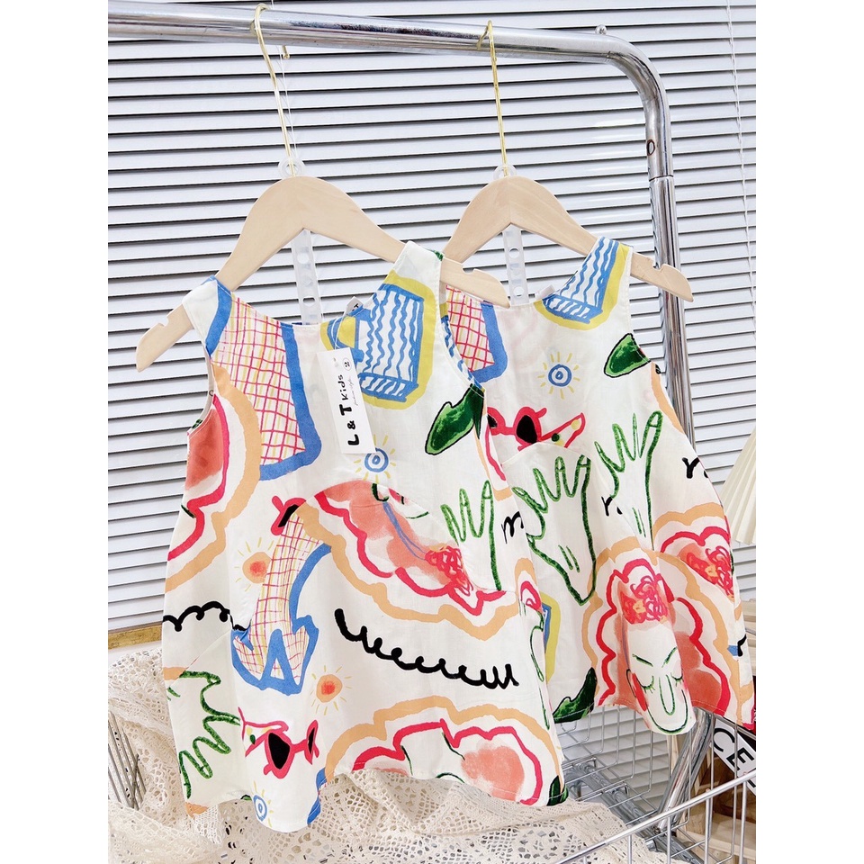 Đầm BEAR LEADER sát nách phong cách mùa hè mới xinh xắn dành cho bé gái 8-20kg