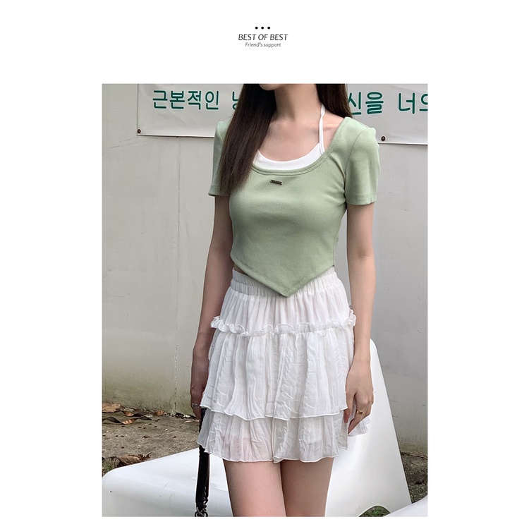 Áo Thun Tay Ngắn Dáng Ôm Màu Trơn Đơn Giản Thời Trang Mùa Hè Phong Cách Hàn Quốc Cho Nữ