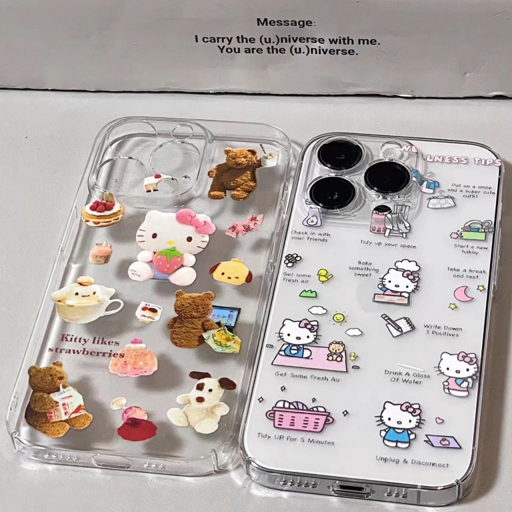 ✅Ốp Điện Thoại Mềm Trong Suốt In Hình Mèo Hello Kitty Dễ Thương Cho iPhone13 11 12 xr xs 678 14