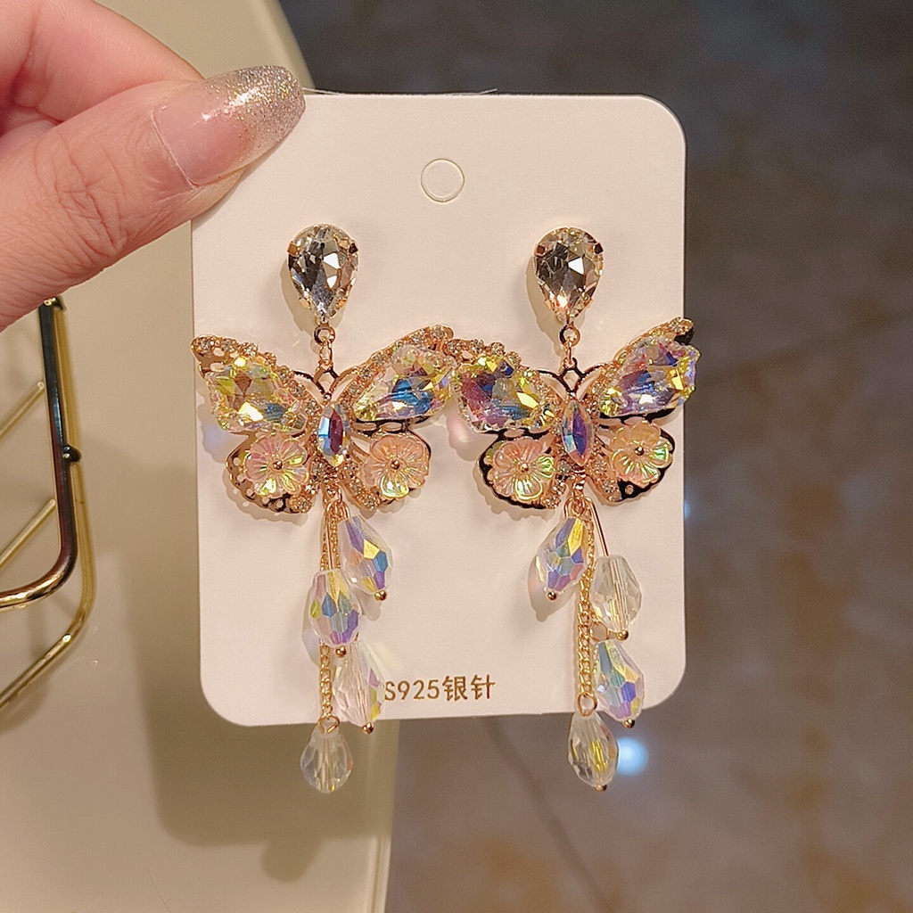 Hoa Tai Dáng Dài Mặt Hình Bướm Phong Cách Âu Mỹ Kiểu Mới