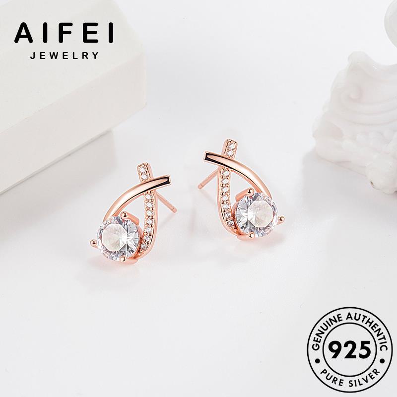 AIFEI JEWELRY quốc thật sức tai tròn giảm loại nữ bông 925 nhiệt Thời khuyên hàn trang kiện tua thời xỏ nguyên bản độ bạc aquamarine vàng phụ vành E177