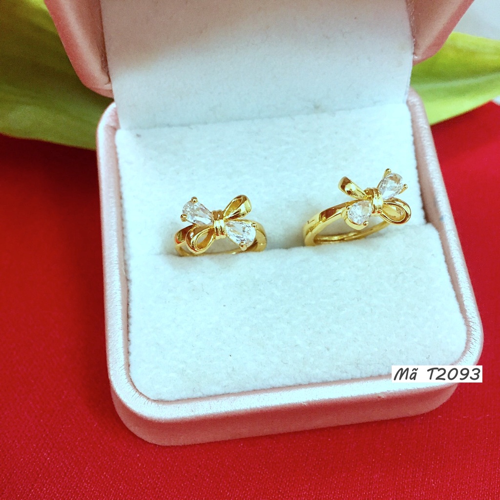 Bông Tai Nữ T2093 Hình Nơ Đính Đá Bền Màu