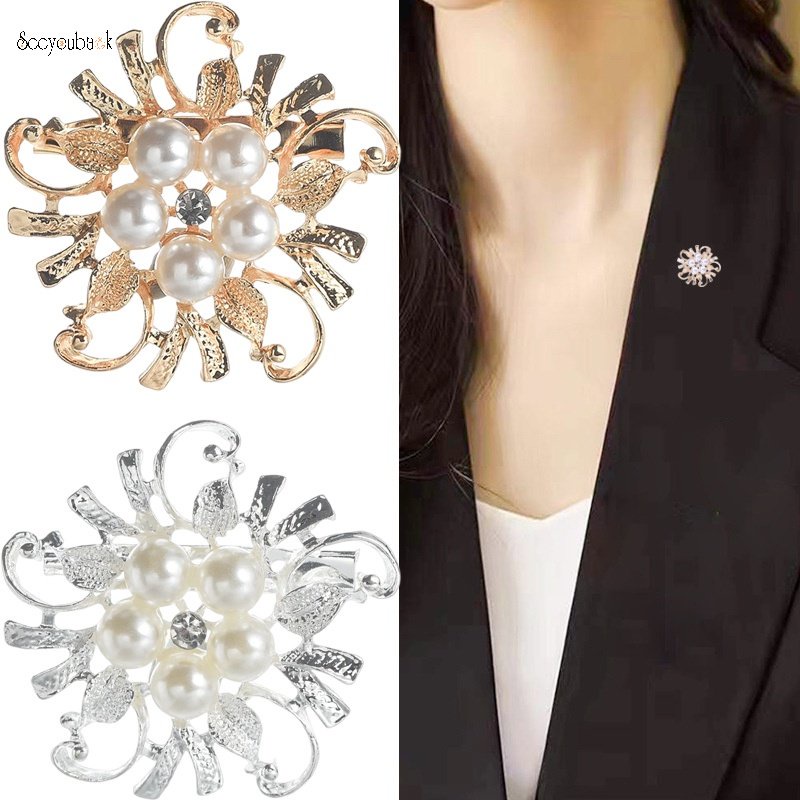 Ghim Cài Áo Hình Hoa Đính Ngọc Trai Nhân Tạo Thời Trang Cho Nữ