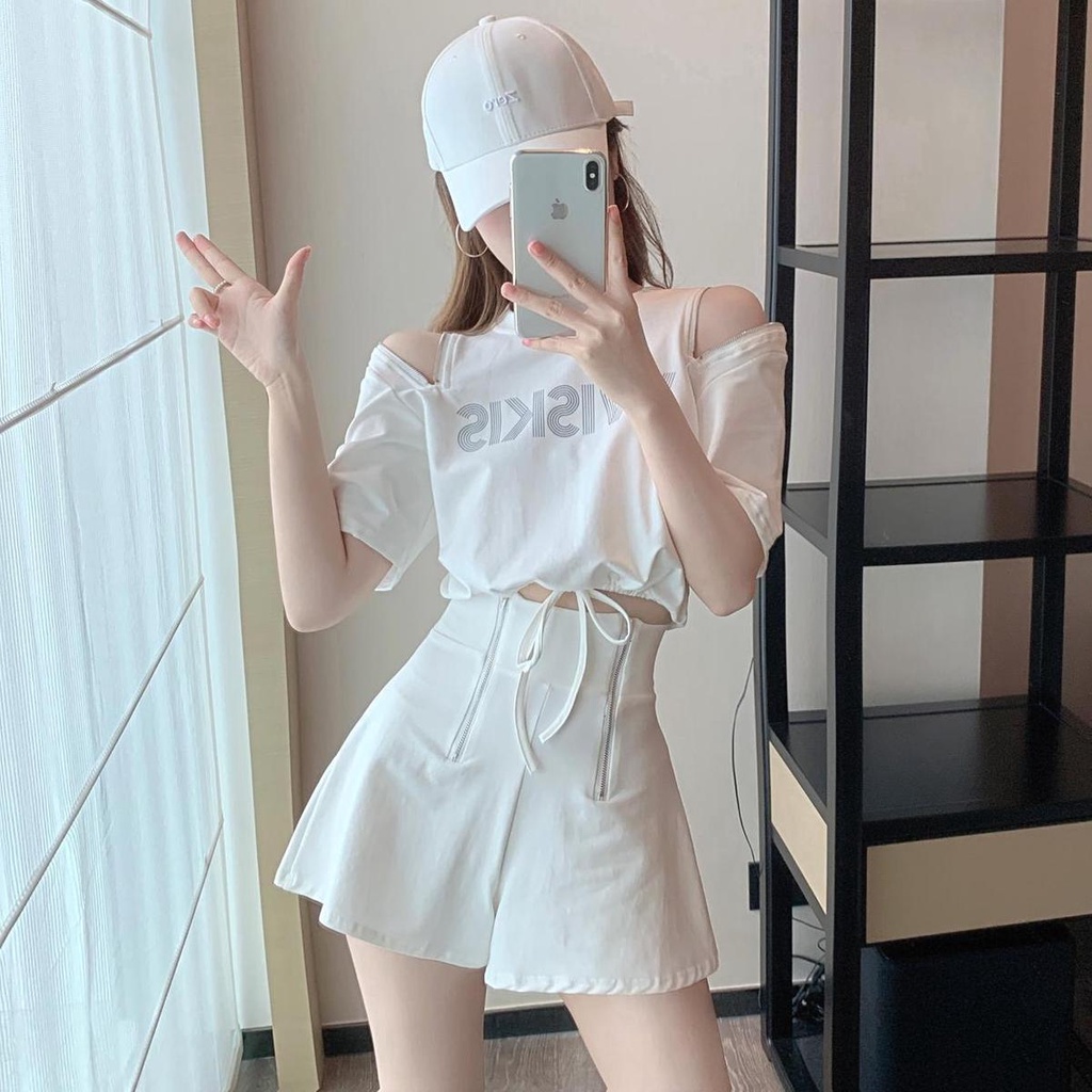 Bộ Áo Thun Ngắn Tay + Quần Short Thể Thao Dáng Rộng Thời Trang Mùa Hè Chất Lượng Cao Cho Nữ