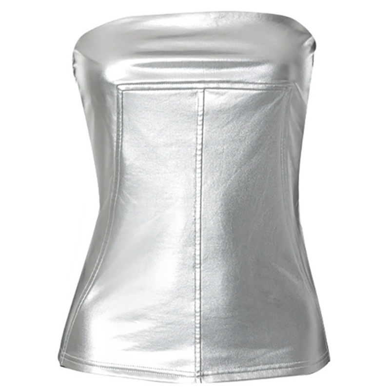 Áo Ống Mùa Hè Màu Bạc Ánh Kim Trễ Vai Gợi Cảm Cho Nữ