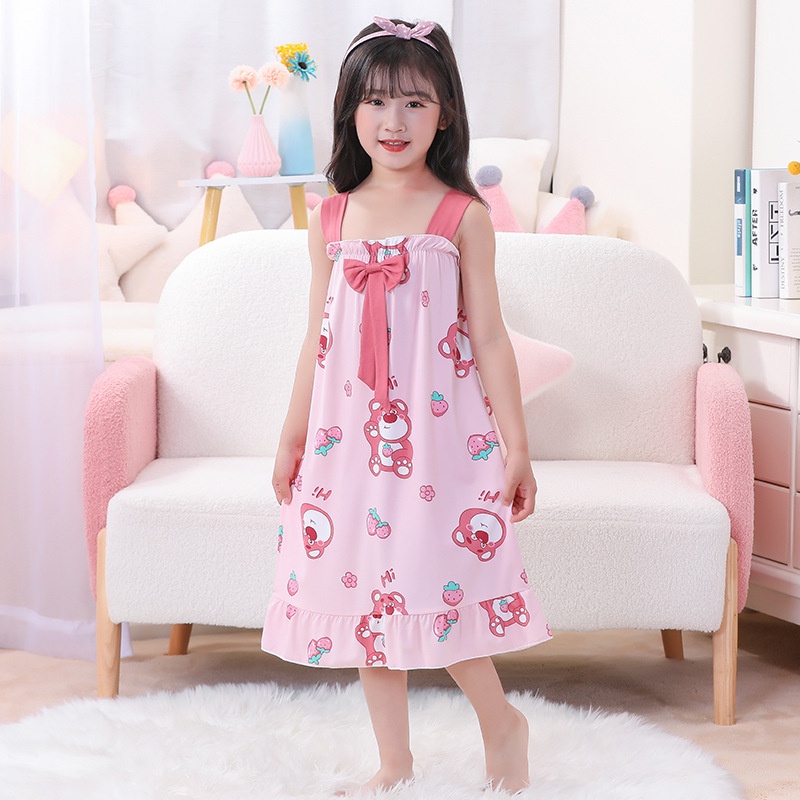 Đầm Ngủ Hai Dây 95-150cm In Họa Tiết Hoạt Hình Dễ Thương Dành Cho Bé Gái