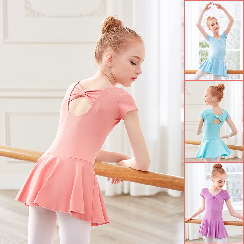 Bộ Trang Phục Múa Ba Lê Tay Ngắn Đính Nơ Xinh Xắn Cho Bé Gái