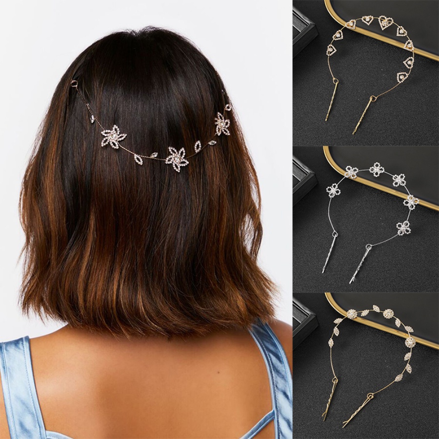 Băng Đô Cài Tóc Hình Hoa Đính Kim Cương Giả Kiểu Hàn Quốc Cho Nữ