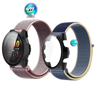 Ốp điện thoại bảo vệ màn hình toàn diện có dây đeo nylon cho garmin forerunner 265 265s / garmin forerunner 265 265s