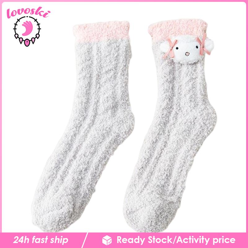 [Lovoski] Vớ Lông Cừu Cổ Thuyền Thoải Mái Giữ Ấm Mùa Đông Mang Hàng Ngày Cho Nữ
