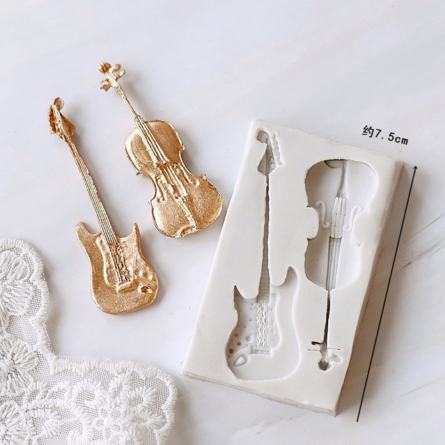 Khuôn Làm Kẹo Đường Trang Trí Bánh Kem Hình Đàn Guitar Violin