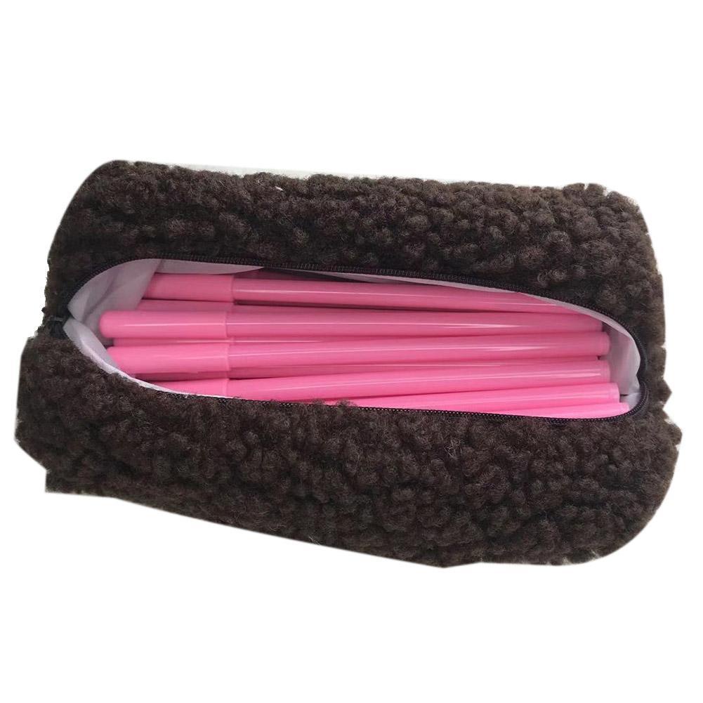 Túi Đựng Đồ Văn Phòng Phẩm Hình Vuông Cỡ Lớn Phối Lông Dễ Thương W7G7