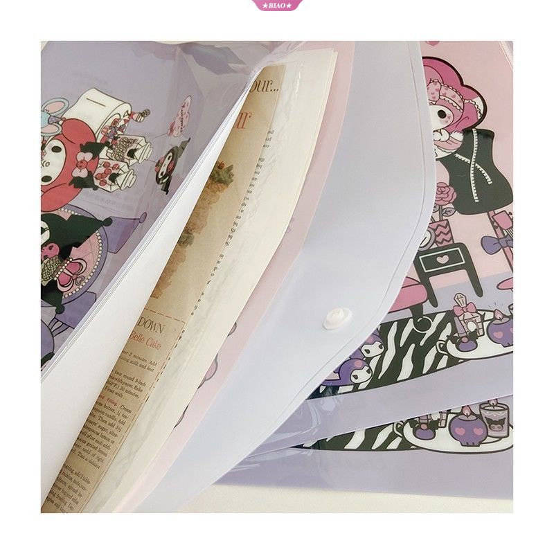 SANRIO Túi Đựng Tài Liệu Khổ A4 Bằng PVC Họa Tiết Hoạt Hình Kuromi Melody Dễ Thương