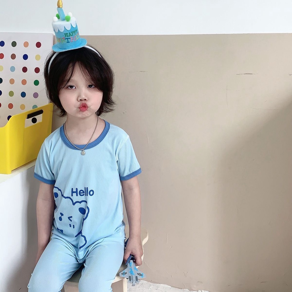 Bộ Đồ Ngủ Thiết Kế Dễ Thương Thoáng Khí Thời Trang Mùa Hè Cho Bé Từ 0-7 Tuổi