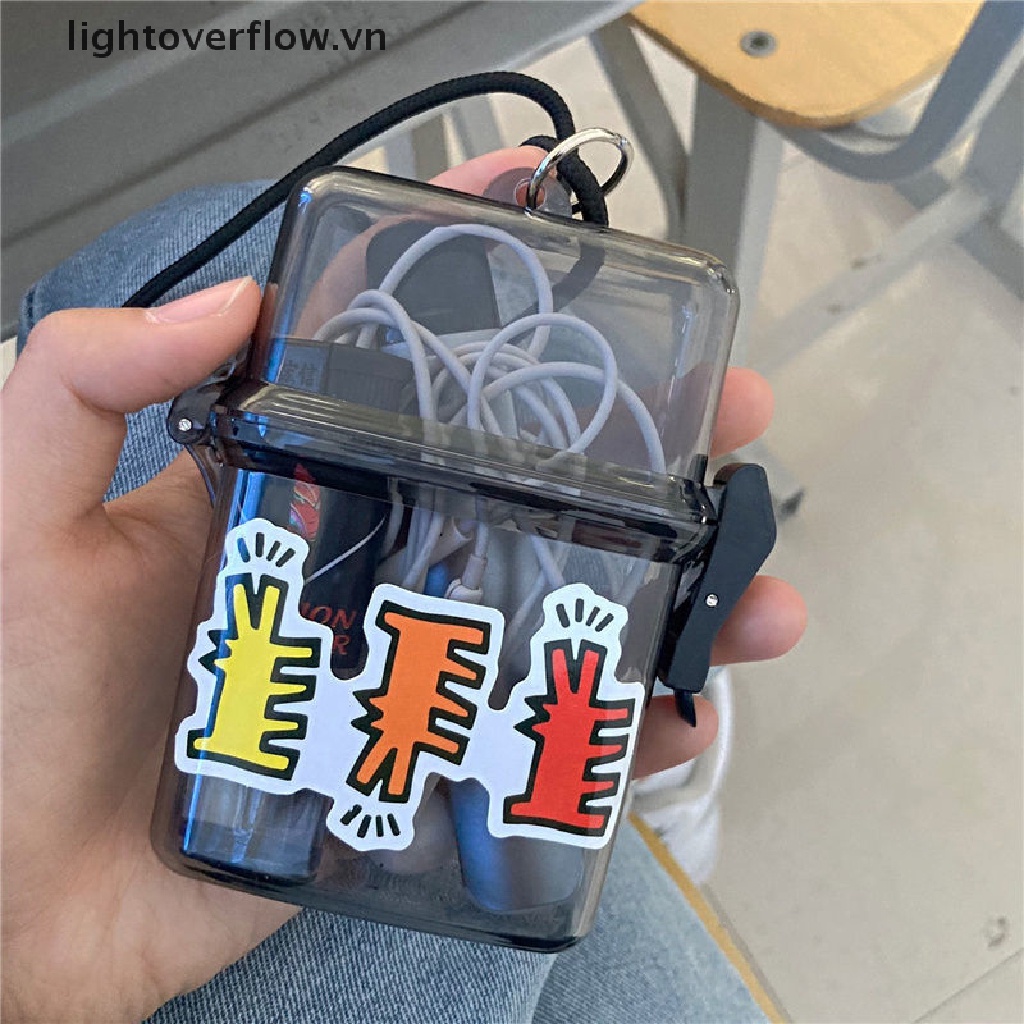 Hộp Nhựa Cứng Trong Suốt Phối Dây Xích Kim Loại Kiểu Hip Hop Cá Tính