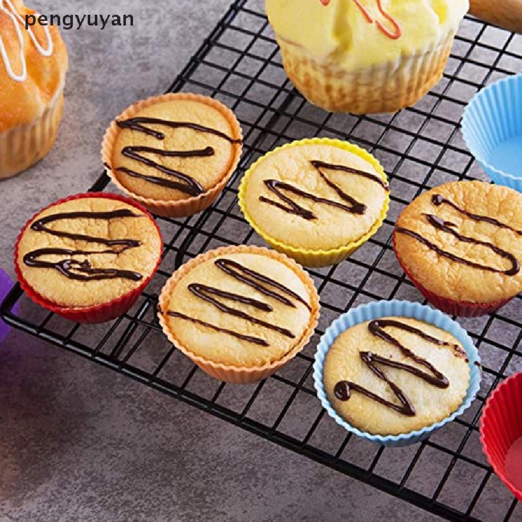 Khuôn Silicone Làm Bánh Muffin / Cupcake Hình Tròn Tiện Dụng