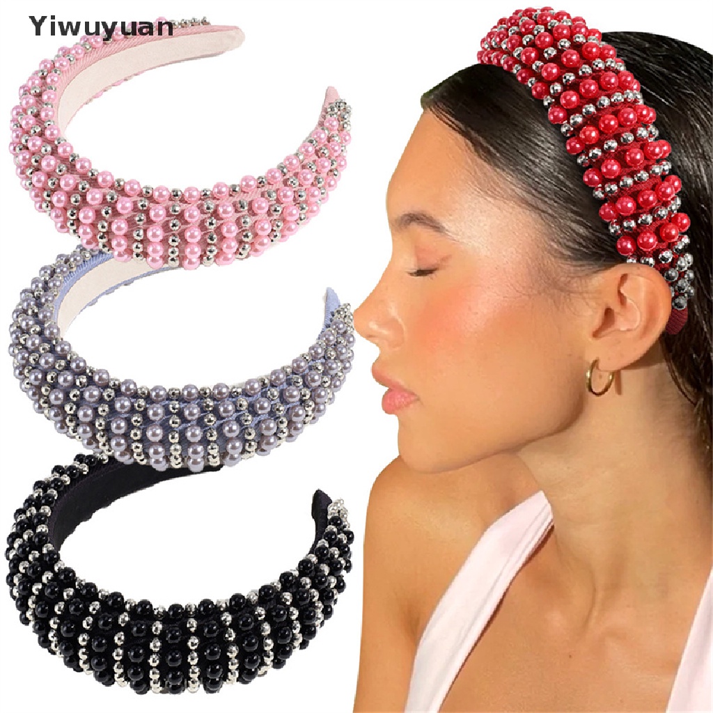 < Yiwuyuan > Băng Đô Cài Tóc Bằng Xốp Dày Dát Ngọc Trai Thủ Công Cao Cấp Dành Cho Nữ Dự Tiệc Hàng Có Sẵn