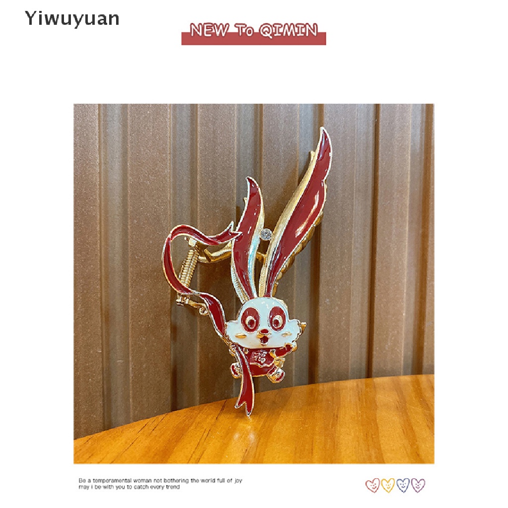 1 Chiếc Kẹp Tóc Hình Cá Mập / Thỏ Thắt Nơ Đỏ Phong Cách Trung Quốc