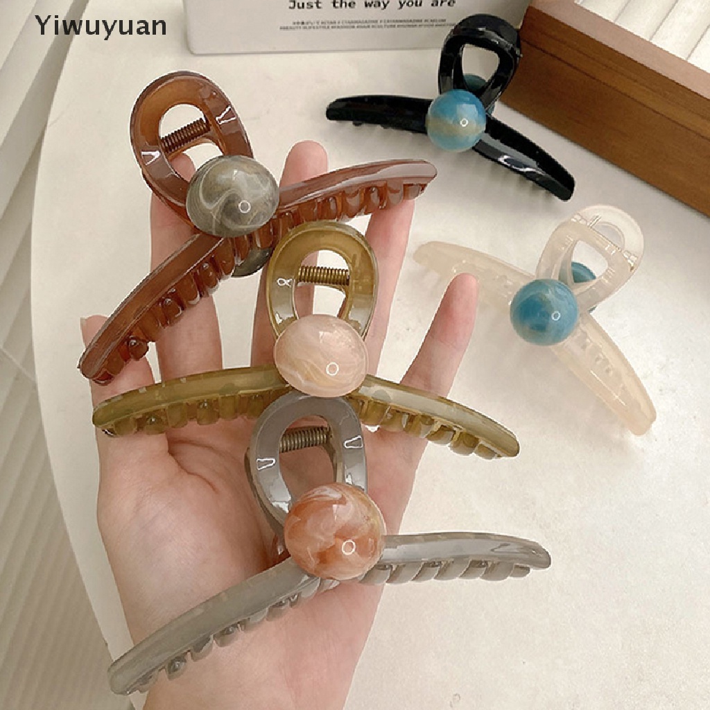 < Yiwuyuan > Kẹp Tóc Dạng Thạch Đính Hạt Nhựa Acrylic Màu Trơn Dễ Thương Phong Cách Hàn Quốc Cho Bé Gái