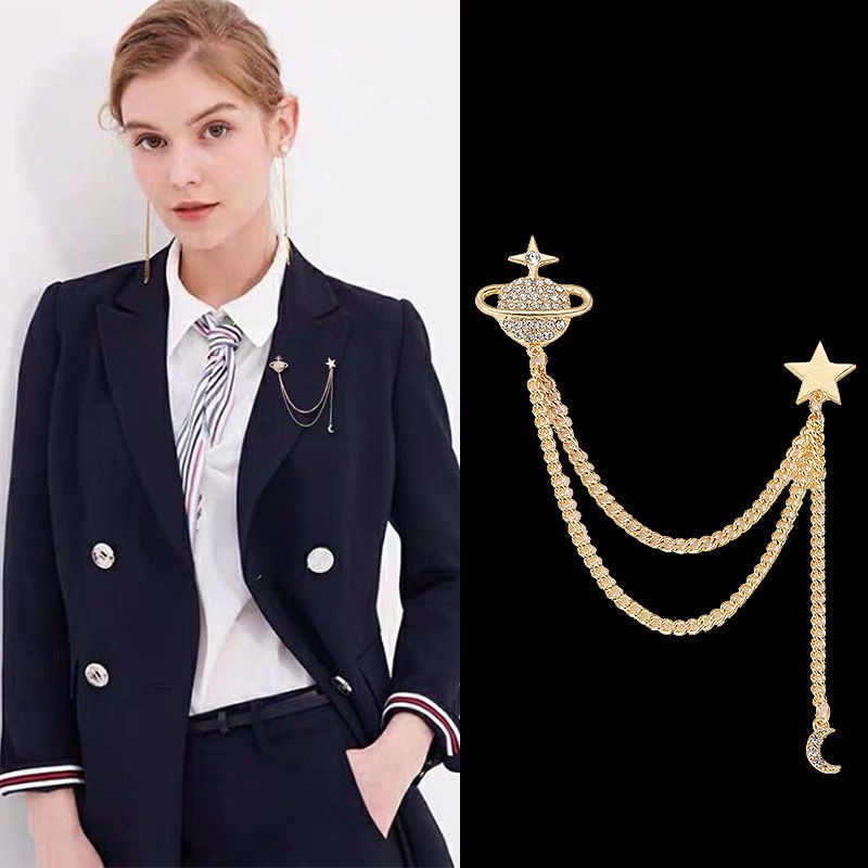 Trâm Cài Áo Dây Xích Tua Rua Hình Hành Tinh Đơn Giản Sang Trọng Phong Cách retro Phù Hợp Với Nam Và Nữ st