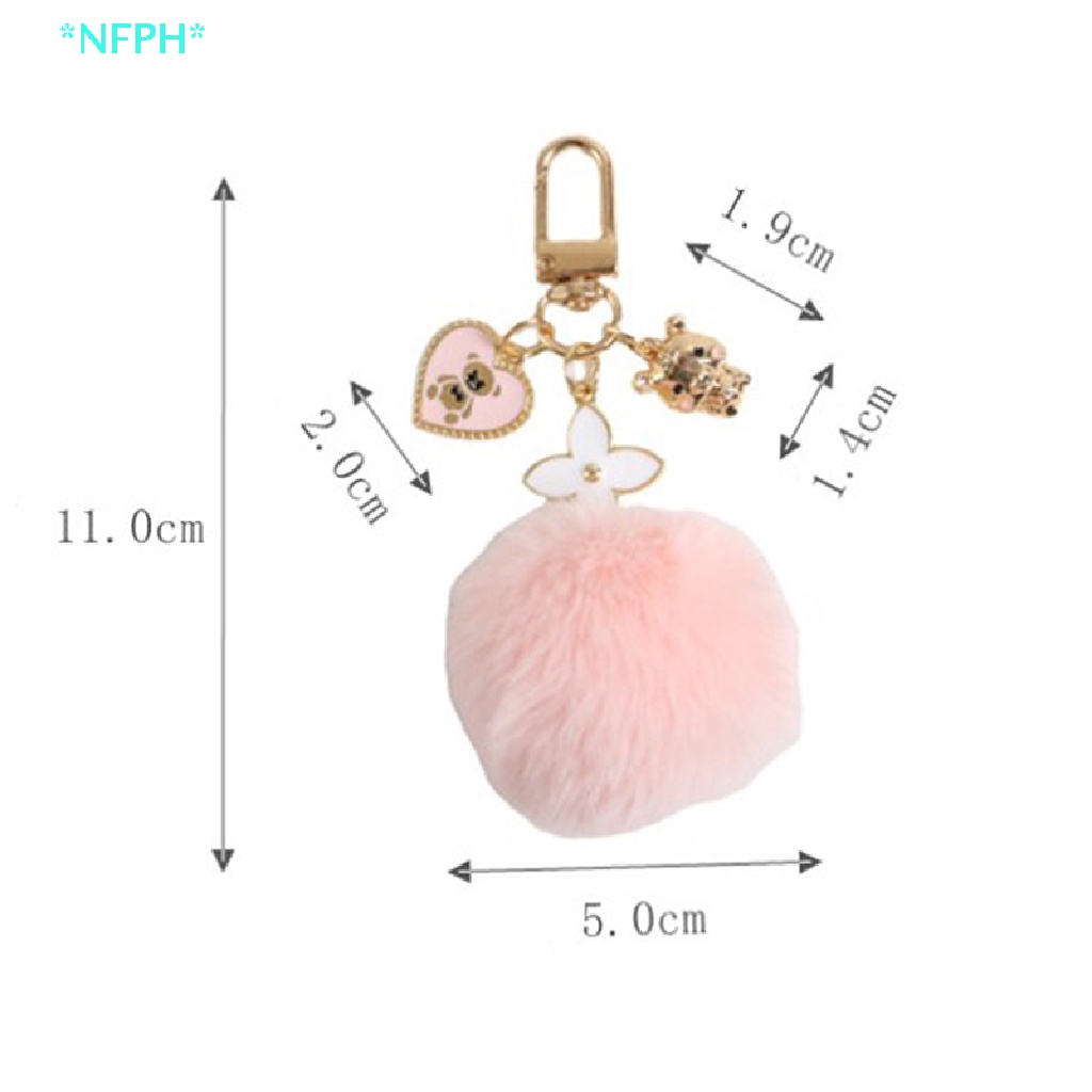 Nfph &gt; Móc Chìa Khóa Hình Gấu Phối Cục Bông Màu Đen Hồng Đáng Yêu Dành Cho Nữ Mới