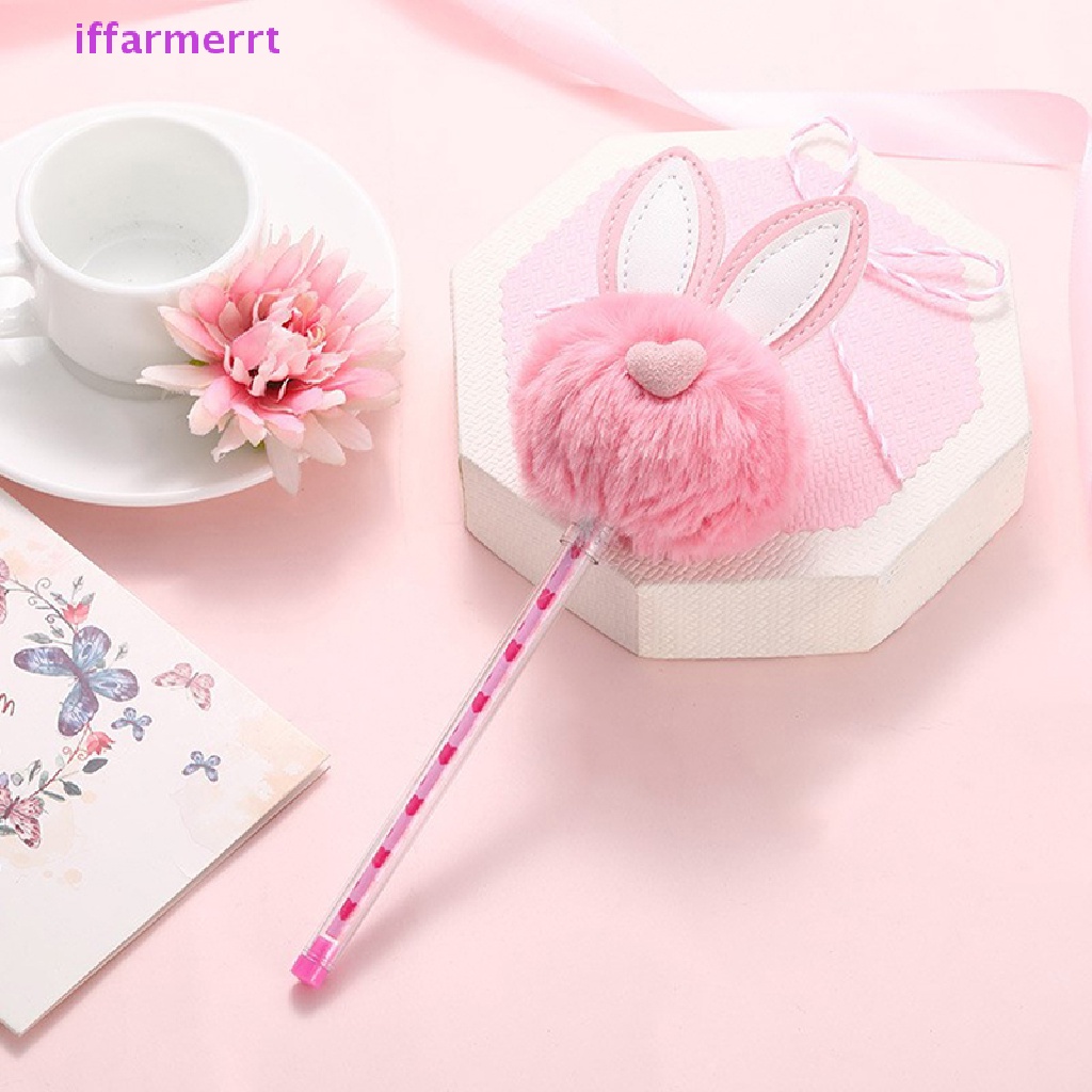 1 Bút Mực Gel Hình Thỏ Nhồi Bông Màu Kẹo Dễ Thương