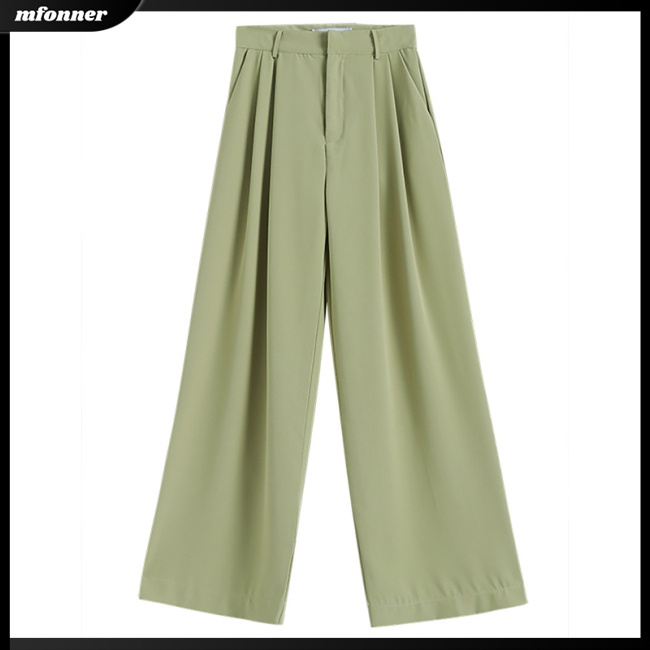 Quần Dài Lưng Cao Ống Rộng Màu Sắc Đơn Giản Thời Trang Mùa Hè Cho Nữ