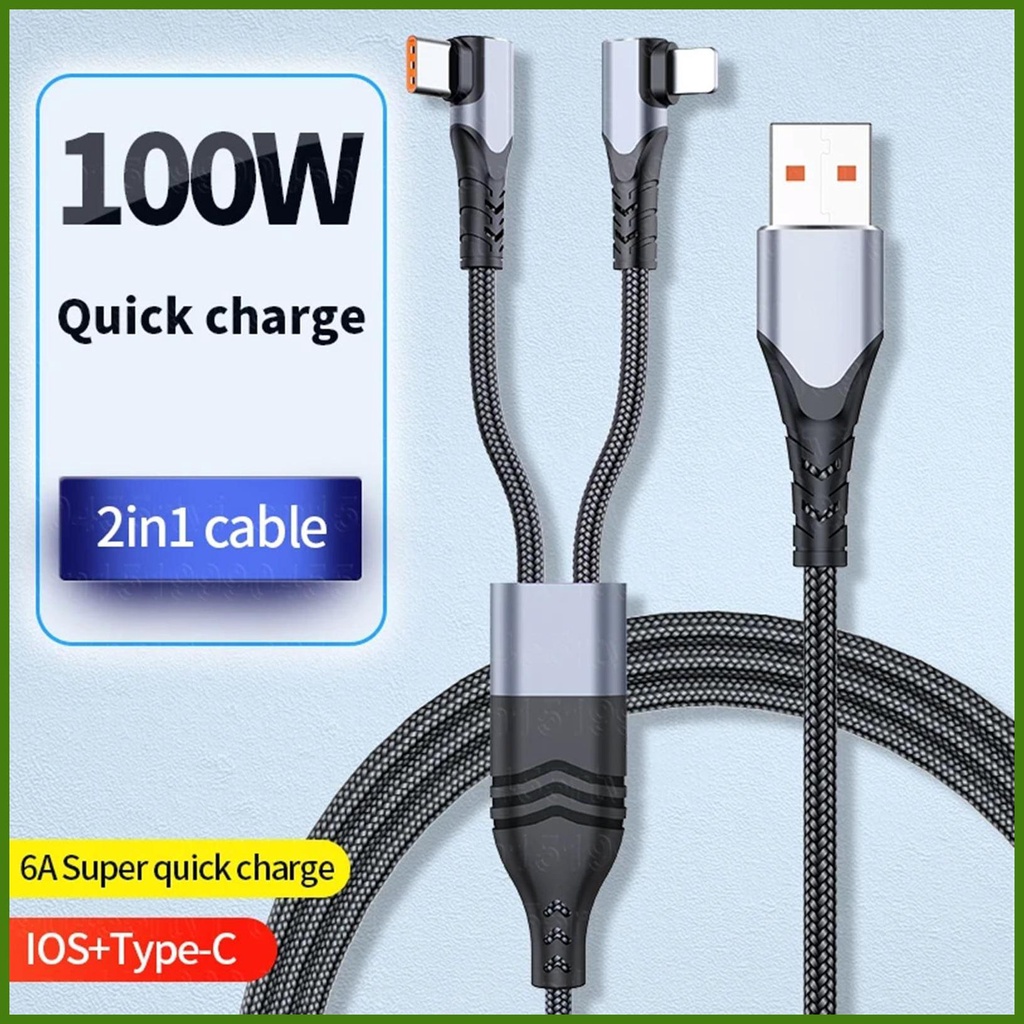 Dây Cáp Sạc Nhanh USB Type C 6A 2 Trong 1 Cho Huawei Samsung Type C
