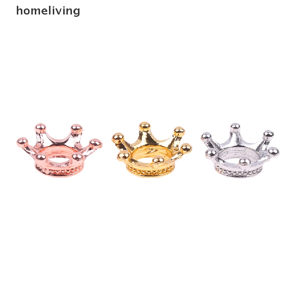 Bộ 2 Vương Miện Mini Bằng Hợp Kim Màu Vàng Bạc Thu Nhỏ Xinh Xắn Trang Trí Nhà Búp Bê 1: 12