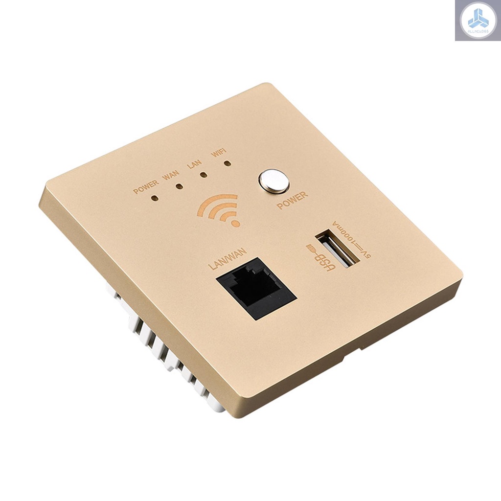 In-Wall Wireless WiFi Router 300M AP Access Point WiFi Router USB-Charging Socket Wall Mount Wi-Fi AP Router with WPS Encryption