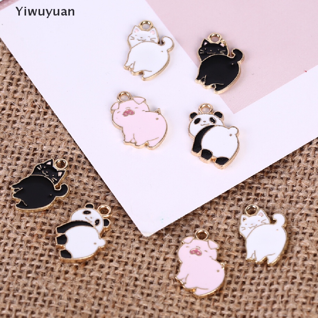 < Yiwuyuan > Set 10 Mặt Dây Chuyền Hợp Kim Tráng Men Hình Lợn / Mèo / Gấu Trúc / Ch Làm Đồ Trang Sức Thủ