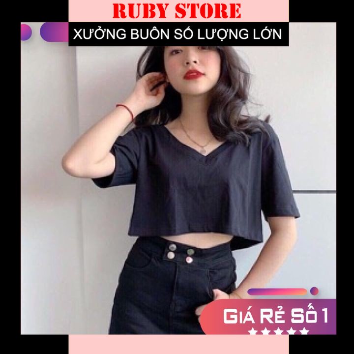 [RẺ VÔ ĐỊCH Áo Croptop Cổ Tim Cộc Tay (Áo Phông Croptop)