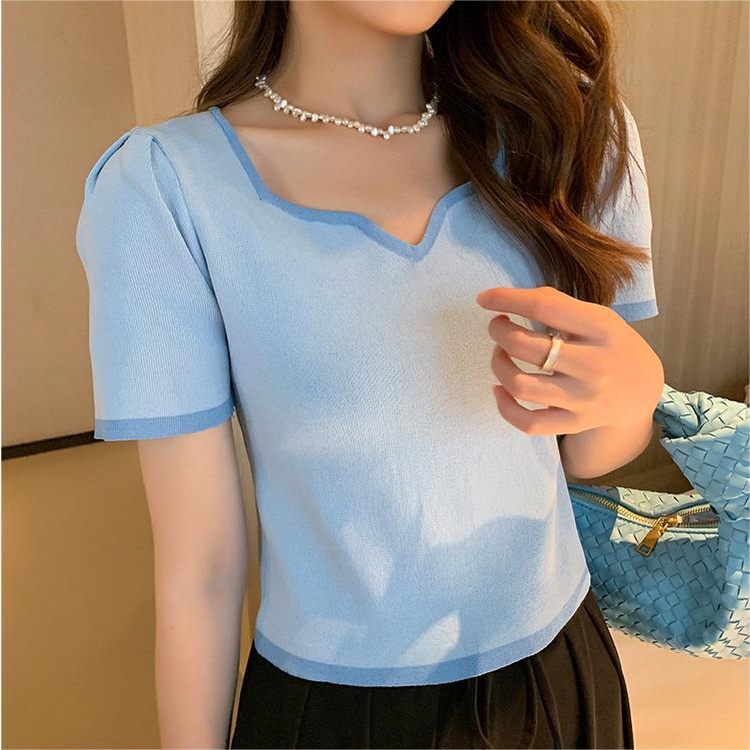 Áo Thun Tay Ngắn Cổ Vuông Thời Trang Cho Nữ