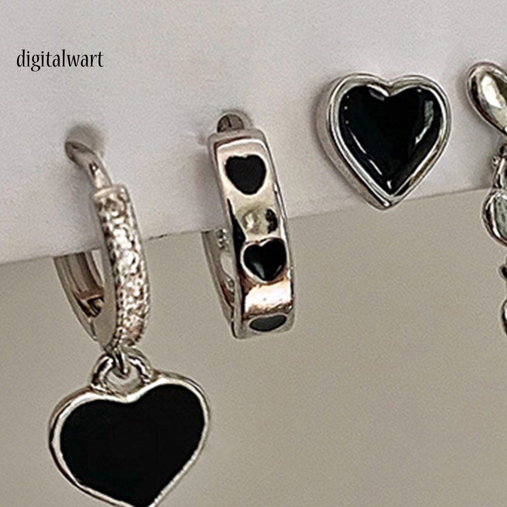 Kỹ Thuật Số| 1 Bộ Bông Tai Hợp Kim Hình Trái Tim Phong Cách Gothic Ngọt Ngào Cho Nữ