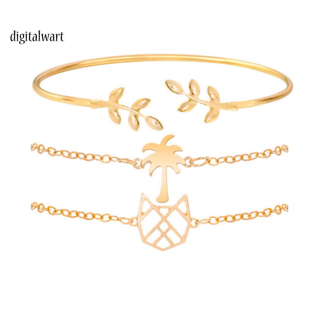 Kỹ Thuật Số| Bộ 3 Vòng Tay Hình Lá Dừa Sáng Tạo Có Thể Điều Chỉnh