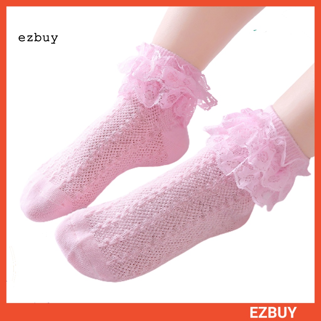 1 Đôi Tất Ren Mềm Mại Thoáng Khí Thoải Mái Cho Bé