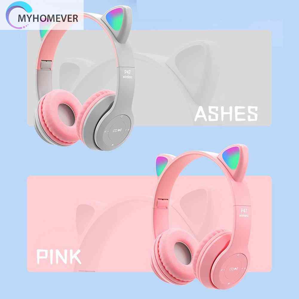 Tai Nghe Bluetooth Hình Tai Mèo Phát Sáng Cho Mũ Bảo Hiểm Điện Thoại