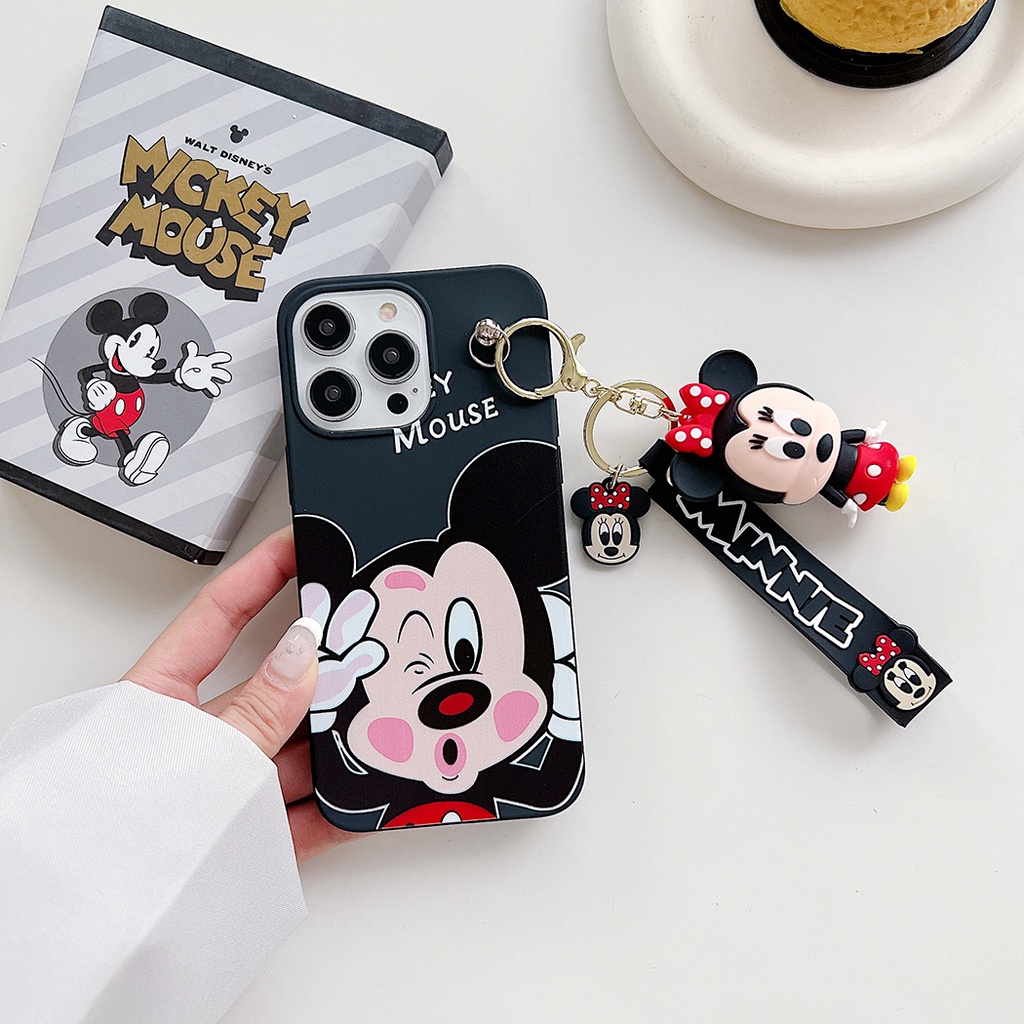 DISNEY Ốp Điện Thoại Gắn Búp Bê Mickey Minnie 3D Cho Samsung Galaxy S23 Ultra S22 S21 + S21FE S20 A14 A53 A71 A51 A50 A20s A10s